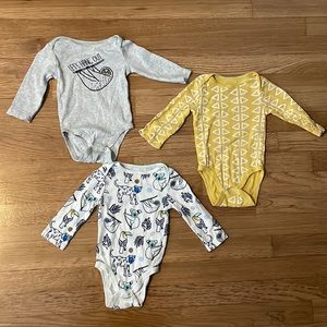 Set of three baby boy long sleeve bodysuits